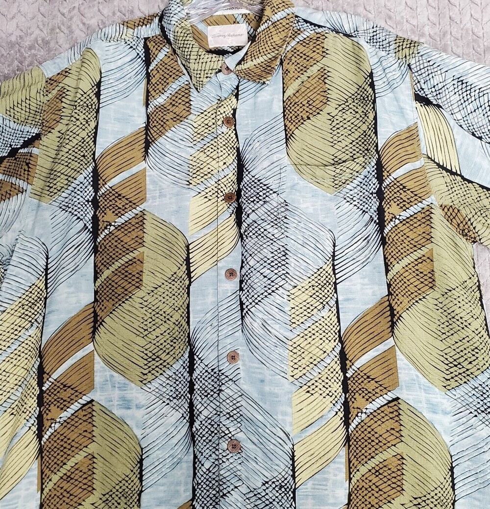 Tommy Bahama 100% Silk Camp Shirt Medium Abstract Print